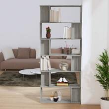 Libreria/Pareti divisorie Larryhot Sonoma Grey 80x24x192 cm Legno ingegnerizzato, resistente e durevole, facile da montare, stile decorativo, adatto per riporre soprammobili, statuette, libri, piccoli oggetti, ecc. - Grigio - Visualizzare 3