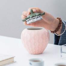 Decoración de tarro de cerámica con forma de fresa, tarro sellado creativo, decoración del hogar para mesa de té de la sala de estar, manualidades, regalo de boda y pareja