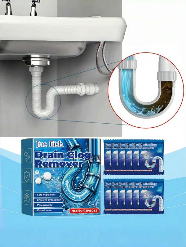 Tabletas efervescentes para desatascar tuberías, disuelven obstrucciones en inodoros, lavabos y desagües de cocina, tabletas desodorizantes