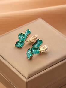 1 对时尚不对称花瓣渐变夹式耳环，高端优雅蚊香夹式耳环，无穿孔，适合女性日常佩戴和节日礼物 - 耳夾 - 查看 7