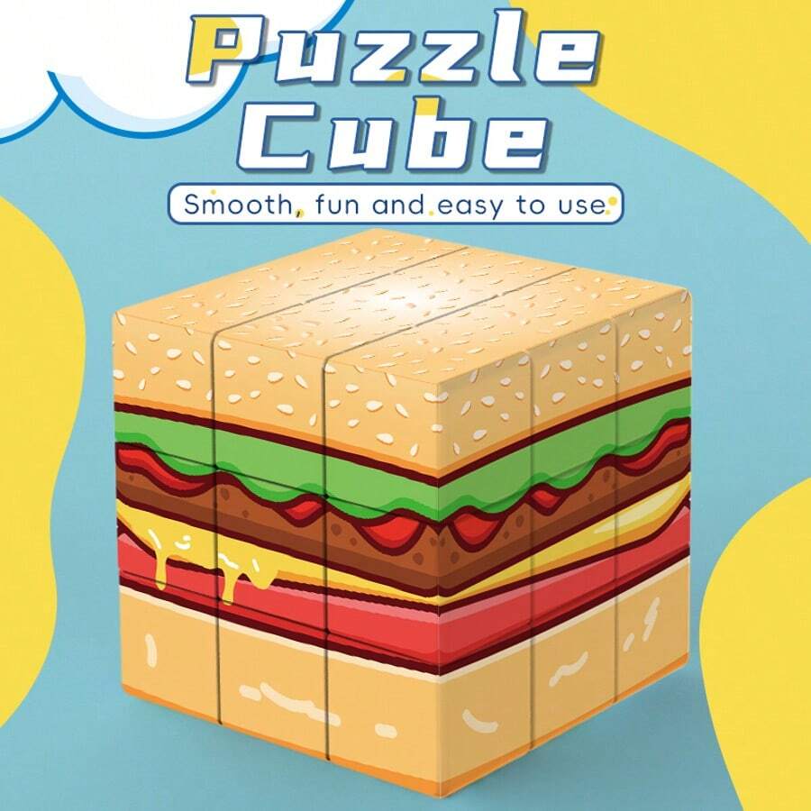 [Smooth ] Creative 3x3x3 Magic Cube, 2nd Gen Hamburger Shape, Educational Puzzle Toy, Party Table Game Gift