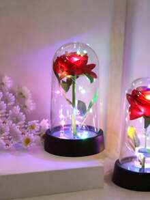 1pc Realistic Rose Lamp - With Lighting, Charming Red Rose LED Night Light - Battery Powered, Ideal For Bedroom And Desk Decor, Perfect Gift For Christmas, Mother's Day And Valentine's Day