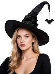 1 件女式宽边巫婆帽，万圣节服装派对配饰秋季服装 - 彩色 - 查看 3