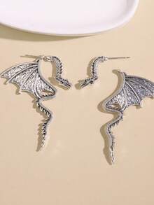 1 对哥特朋克龙可拆卸深色风格耳钉，适合女士，时尚夸张节日派对日常礼物