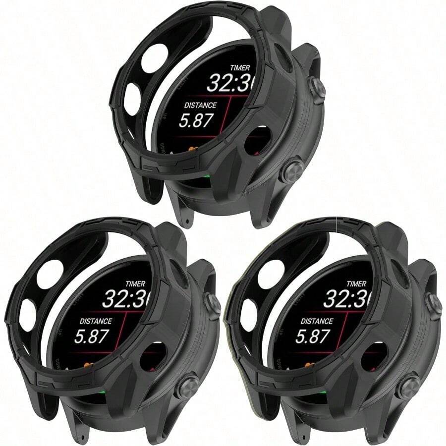 FitTurn Case For Garmin Forerunner 970 3 Pack Forerunner 970 Smart Watch Case Protective Cover Anti Scratch Frame Bumper For Forerunner 970 47mm Smartwatch 3pack2