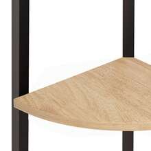 Estante de esquina de 5 niveles Larryhot marrón claro y negro 45,5 x 31,5 x 180 cm, resistente y duradero, fácil de montar, estilo decorativo, adecuado para guardar adornos, figuras, libros, artículos pequeños, etc. - Marrón - Ver 6
