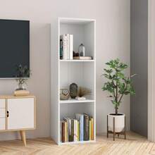Librería/Mueble TV Larryhot Blanco 36x30x114 cm Madera industrial, resistente y duradera, fácil de montar, estilo decorativo, adecuado para guardar adornos, figuras, libros, pequeños objetos, etc. - Blanco - Ver 1