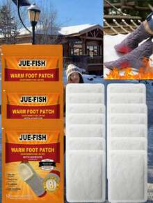 Jue-Fish 20/10 Piezas Calentadores de pies para bebé Invierno Autocalentamiento Parches para pies Portátiles Desechables Parches de calentamiento Equipo de calentamiento Calentadores de pies Regalo de Navidad Guantes de invierno Calentador de pies portátil Desechable Protección contra el frío del invierno Calentadores de pies