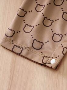 Yierying Infant Boys' Cute Bear Head Cartoon Print Contrast Color Short Sleeve Romper, Spring/Summer - Multicolor - View 5