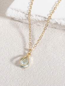 1 chiếc vòng cổ mặt đá quý hình trái tim và giọt nước thời trang, sáng bóng, thanh lịch, tối giản, Zirconia, thích hợp đeo hàng ngày, làm quà tặng cho gia đình và bạn bè - Vòng cổ hình giọt nước - Xem 25