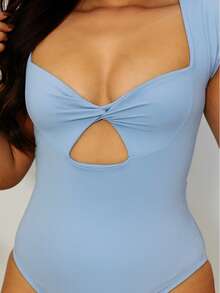 Women's Panda Bodysuit, Sexy Model With Open Neckline - Blue - View 1