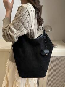 Fashionable Large Capacity Shoulder Tote Bag For Women, Design - Black - View 5