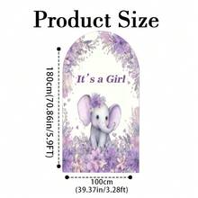 1pc/65pcs 2D Flat, Purple Elephant Arch Backdrop - Adorable Elephant With Floral Crown & Balloons Design, Polyester Fabric, Perfect For Youngsters' Baptism & Birthday Party Decorations, Youngsters Shower Decor Playful Design, Durable Party Accessory - Multicolor-04 - View 7