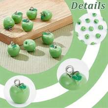 10Pcs Apple Fruit Charms Resin Fruit Pendants 3D Dangle Pendant Ornaments With Hanging Loops For Earring Bracelet Necklace Keychain 15x12mm - Apple - View 3