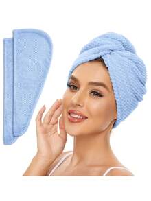 1 قطعة منشفة شعر من الميكروفايبر فائقة اللين، غطاء تجفيف لطيف 300 جرام/م2، منشفة حمام ذات لون أحادي بسيط، غطاء شعر ماص سريع الجفاف، غطاء حمام مضاد للتجعد، اكسسوارات حمام (نمط محدث، إرسال الإصدار القديم/الجديد عشوائيًا، قد تختلف الملمس)