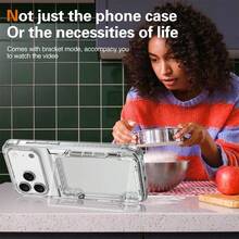 Flip Cover Card Holder Stand Phone Transparent Phone Case, Compatible With 17, 17Pro, 17Air, 17ProMax Case, 16, 16e, 16pro, 16promax Case, 16plus, 15, 15pro, 15promax, 15plus, 14, 14pro, 14promax, 14plus, 13, 13pro, 13promax, 12pro, 12, 12promax, 11, 11pro, 11promax Series, With Full-Body Double Protection. - Trong sáng - Xem 4