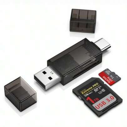 HighSpeed USB 3.0 Dual Slot SD Card Reader With USBC And MicroSD Compatibility For IPhone 16e 16 16 Pro Max 16 Plus 15  S25 Edge S24 IPad Laptop PC  Supports SD Micro SD SDHC SDXC MMC Memory Cards In Portable Design For Fast Data Transfer In Photography Video Editing And File Management Scenarios