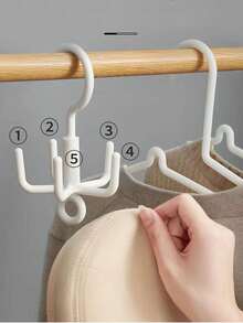 2 piezas Percha multifunción de 5 ganchos, organizador de armario ahorra espacio, puede colgar corbatas, cinturones, bufandas, bolsos, rotación de 360°, sin necesidad de taladrar, diseño minimalista blanco, se adapta a varios armarios - Multicolor - Ver 4