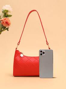 时尚休闲压花腋下包/单肩包，适合女士日常穿着 - 紅色 - 查看 5