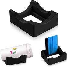 Silicone Cup Cradle With Built - In Slot Crafts Use To Apply Vinyl Decals Tumblers, Small Stand Cup Holder With Felt Squeegee BottlesCyan