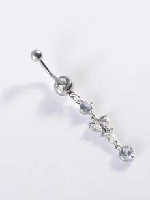 1 件时尚长款蝴蝶圆形合成锆石肚脐环，适合女士，身体穿孔派对饰品 - 蝴蝶 - 查看 12