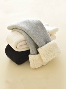 1pc Toddler Girls' Thick Warm Comfortable Leggings, Autumn/Winter