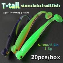20pcs/Pack, Single Piece Size: 6.1cm, 1.3g, Fishing Soft Bait, Fish Bait, Fishing Supplies, Dual-Color Lure Bait, Artificial Bait, Lifelike Fish Bait, Suitable For All Water Bodies