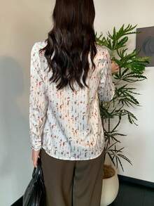 碎花长袖纽扣优雅衬衫 - 彩色 - 查看 6