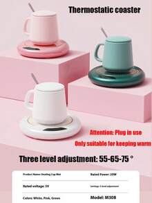 Sottobicchiere riscaldante a temperatura costante, sottopentola intelligente e creativo isolato per la casa, regolazione del riscaldamento a 3 livelli 55-65-75°C, scaldabicchiere da ufficio a temperatura costante, adatto per tutte le tazze, campeggio all'aperto, picnic, cucina, essenziale per autunno/inverno, regolazione della temperatura a 3 livelli 55-65-75°C, avvio intelligente con tocco costante, sottobicchiere riscaldante intelligente per bevande, controllo della temperatura costante, scaldabicchiere intelligente per caffè