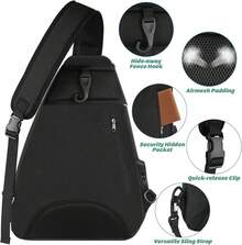Bolsa de Tenis, Mochila Padel Resistente al Agua Raquetero, Cruzada Mochila Tennis Bag para Hombres y Mujeres, para Raquetas Bádminton, Squash, Pickleball, Pelotas y Otros Accesorios Deportivos - Negro - Ver 5