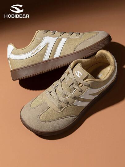 HOBIBEAR 青少年宽版运动鞋，简约宽头，舒适的北欧健走鞋，轻便户外鞋，柔软橡胶弹性鞋底，适合所有季节，棕色