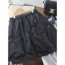 Men's Cargo Shorts With Multiple Pockets, Zipper And Quick-Drying Pants, Thin And Wear-Resistant - 黑色 - 查看 4