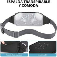 Riñonera Hombre, Cangurera de Viaje, Bandolera Cruzada Impermeable, Riñonera Multifuncional con Cremallera para Correr, Senderismo, Ciclismo, Camping, Actividades al Aire Libre (Negro) - gris - Ver 3