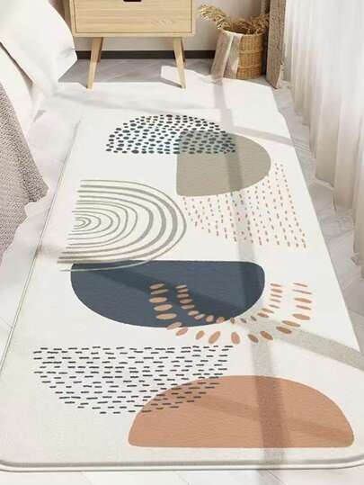1pc Minimalist Geometric Abstract Pattern Design, Fresh And Elegant Style, Suitable For Christmas, Halloween Decoration Carpet, Cartoon Style Carpet; Multiple Sizes Available, Indoor/Outdoor Use, Suitable For Bedroom, Living Room, Dining Room, Kitchen, Bathroom, Hallway And Laundry Room.