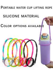 1pc Silicone Water Bottle Handle Hanging Rope, Suitable For 8-40 Ounce Bottles As A Universal Accessory, Suitable For Outdoor Travel, Sports And Leisure Walking, Water Bottle Sling - 彩色 - 查看 7