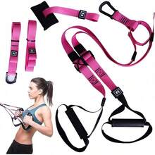 Equipo de Entrenamiento de Suspension, correas de entrenamiento de resistencia al peso corporal, Rally Banda de Resistencia, para Entrenamiento de Gimnasio en Casa de Cuerpo Completo - rosa - Ver 12