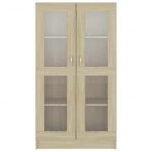 Vitrina Larryhot Roble Sonoma 82,5x30,5x150 cm Madera de ingeniería, resistente y duradera, fácil de montar, estilo decorativo, adecuadA, Para guardar adornos, figuras, libros, pequeños objetos, etc. - Marrón - Ver 5