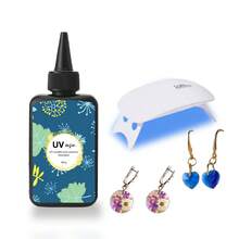 300g Crystal Clear Hard UV Resin With Light, Upgraded Formula, Solar Activated Glue Kit Transparent Ultraviolet Lamp Fast Curing For Jewelry Making Craft Decoration