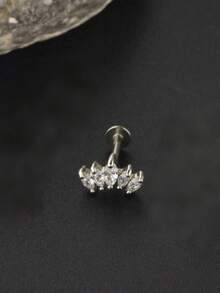 时尚不锈钢方晶锆石皇冠耳钉、耳钉、唇环、女士穿孔饰品 - 耳骨釘 - 查看 13