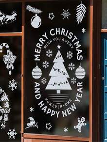 90 pièces Ensemble d'autocollants de fenêtre de Noël - 9 feuilles, Clings statiques sans adhésif, réutilisables, motifs d'arbre de Noël, Père Noël, renne, flocon de neige, ornement, décoration de verre et de réfrigérateur de saison, convient pour les fournitures de fête à la maison et au bureau, décorations de fête de Noël, de Thanksgiving, décoration de chambre d'hiver