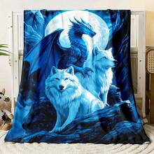 Dragon And Wolf Blanket, Soft Polyester Flannel, Digital Printing, Lightweight, Comfortable, Suitable For Sofa, Bed, Travel, Office, Ideal Gift For Family And Friends, RV Bedding - 多色 9 - 查看 2