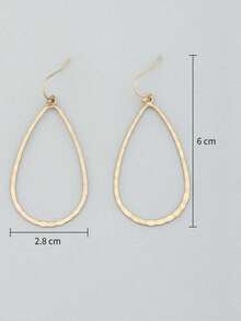 Hollow Out Water Drop Earrings - 黃金 - 查看 4