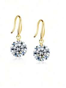MONALLY 1pair Elegant Silver Cubic Zirconia Drop Earrings Glitter Style Women's  Parties - 耳環 - 查看 2