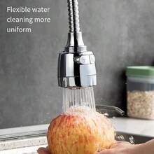 1pc Faucet Splash Shower Head Aerator, Kitchen Sink Tap Water Outlet Extension, 2 Water Flow Modes Adjustable, Long Flexible Hose - Silver - View 4