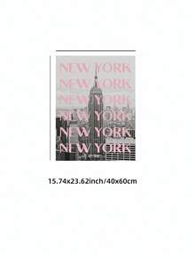 1 szt. bezramkowy plakat z Nowym Jorkiem w kolorze różowo-czarno-białym, wydruk z panoramą Nowego Jorku, Empire State Building w stylu vintage, dziewczęca dekoracja ścienna w stylu retro do sypialni, akademika, mieszkania, dekoracja na imprezę i wybór prezentu, plakaty z pejzażami miejskimi, dekoracja sypialni, niezbędne elementy akademika, wystrój w miejskiej estetyce, sztuka ścienna o tematyce podróżniczej