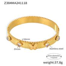 4 件/套 18K 镀金不锈钢蝴蝶手链，适合女性日常佩戴，波西米亚风格，镶嵌彩色方晶锆石，大方个性化奢华黄金首饰，婚礼腕饰套装，女孩、女士、妈妈、亲戚、朋友，美丽的婚礼、生日、母亲节、女朋友情人节礼物 - 彩色 - 查看 8