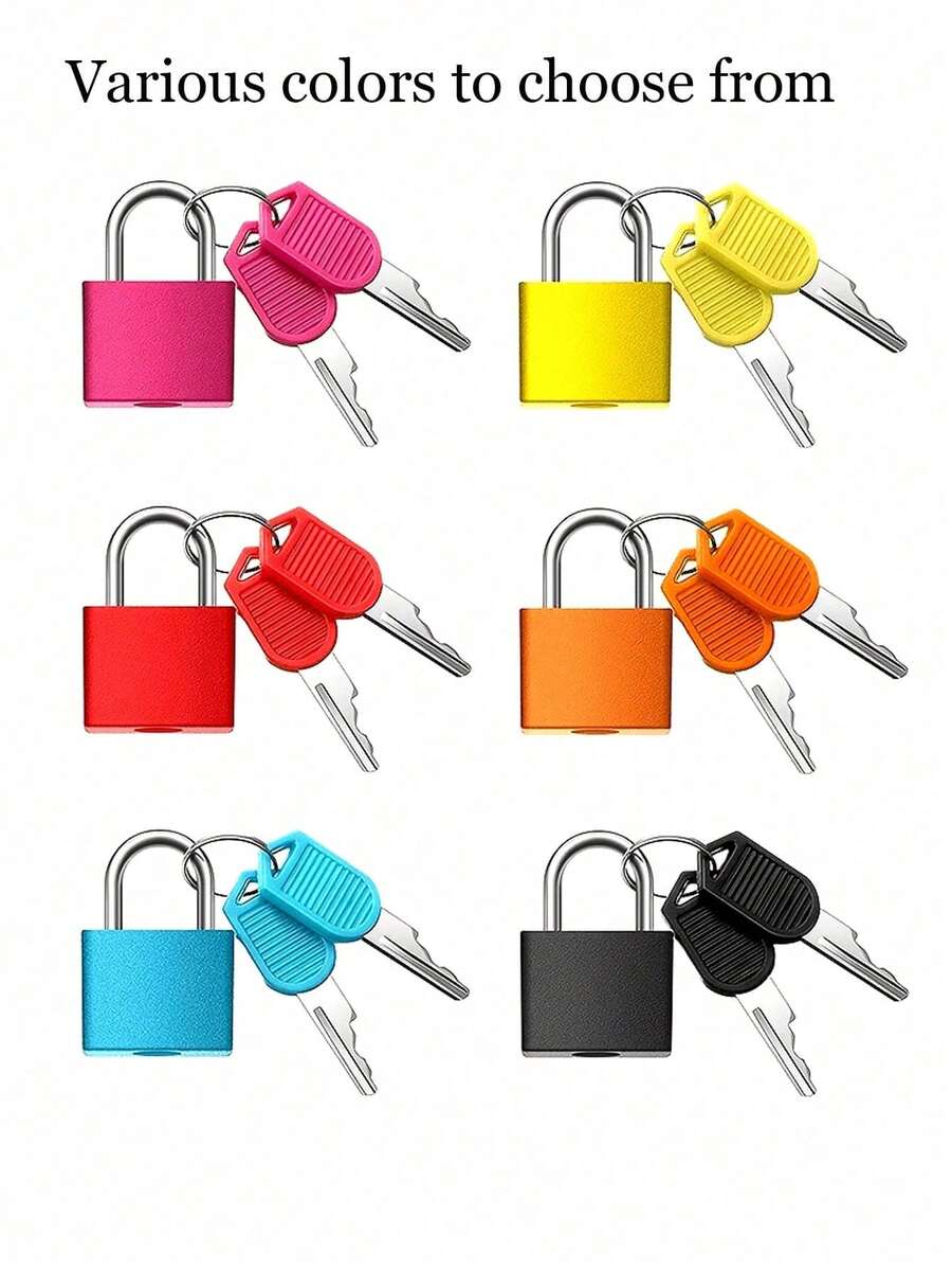Suitcase Locks With Keys, Metal Padlocks Luggage Padlocks, Compact Size, Ideal For Travel Suitcases & Diaries, Includes 2 Keys, No Power Required, Perfect For Security & Labor Protection, Great As Christmas Or Halloween Gifts, Best For Christmas - Multicolor - View 1