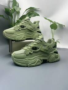 Multi Functional Thick Soled Men's Skateboarding Shoes Sports Shoes, Breathable Mesh Upper And Durable PU/Rubber Sole, Lace Up Casual Sports Shoes With Blue Decoration, Very Suitable For Casual Wear, Versatile Shoe Accessories