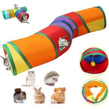 Túnel para gatos, tubo de túnel colorido, juguete para gatos y mascotas, tubo de túnel plegable, en forma de T de tres vías, adecuado para gatitos, conejos, hámsteres, erizos y pequeños animales - S - Ver 7