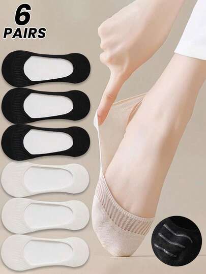 1/2/4/6 pares de calcetines invisibles para mujer, calcetines tipo barco finos y transpirables de malla, calcetines invisibles antideslizantes de verano para bailarinas